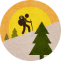 Recreation icon of a hiker on a mountain